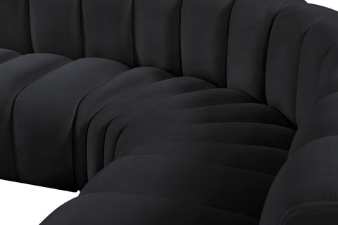 Briar Black 170 Velvet Upholstered Modular Sectional, 7-Piece