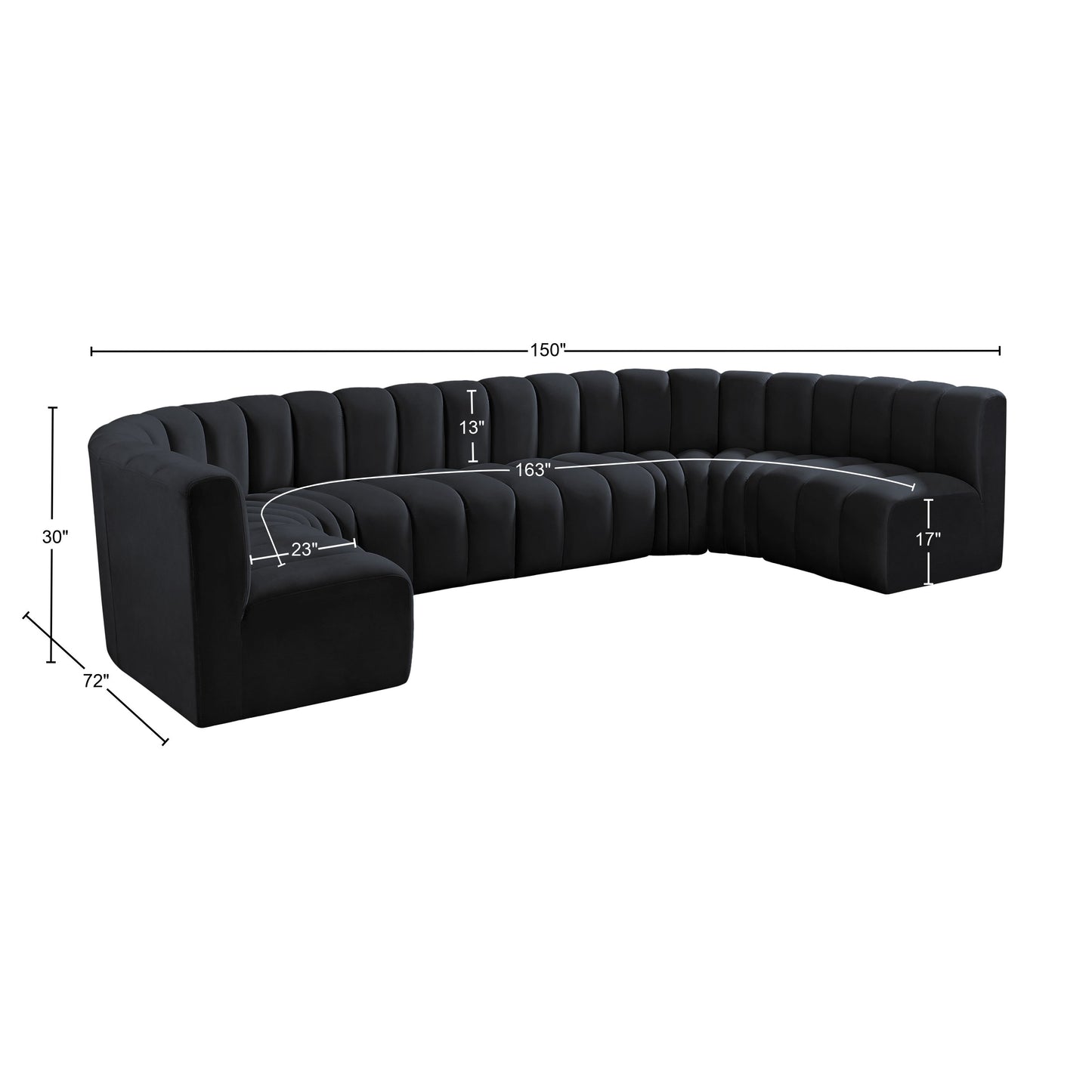 zara black velvet modular sofa s8a