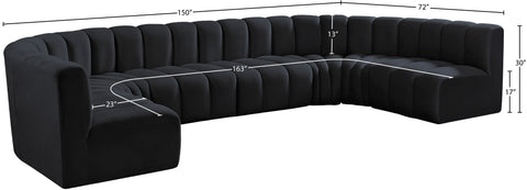 Briar Black 150 Velvet Upholstered Modular Sectional, 8-Piece