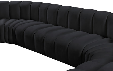 Briar Black 150 Velvet Upholstered Modular Sectional, 8-Piece