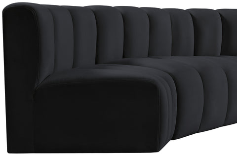 Briar Black 150 Velvet Upholstered Modular Sectional, 8-Piece
