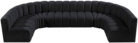Briar Black 150 Velvet Upholstered Modular Sectional, 8-Piece
