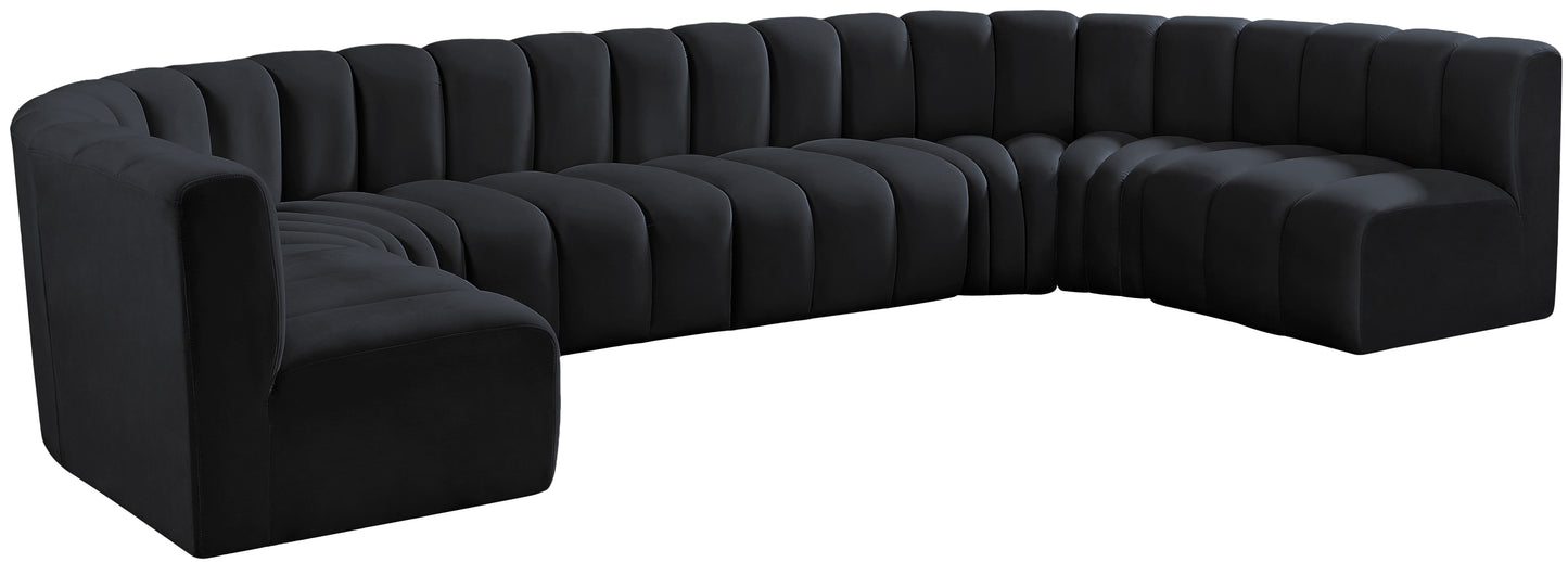 zara black velvet modular sofa s8a