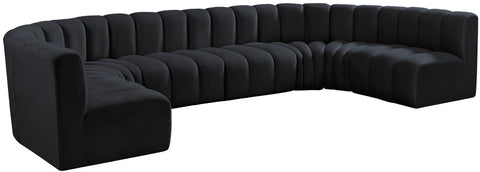 Briar Black 150 Velvet Upholstered Modular Sectional, 8-Piece