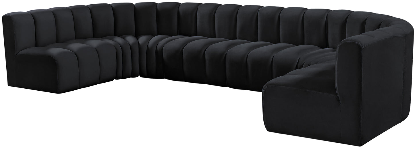 zara black velvet modular sofa s8a