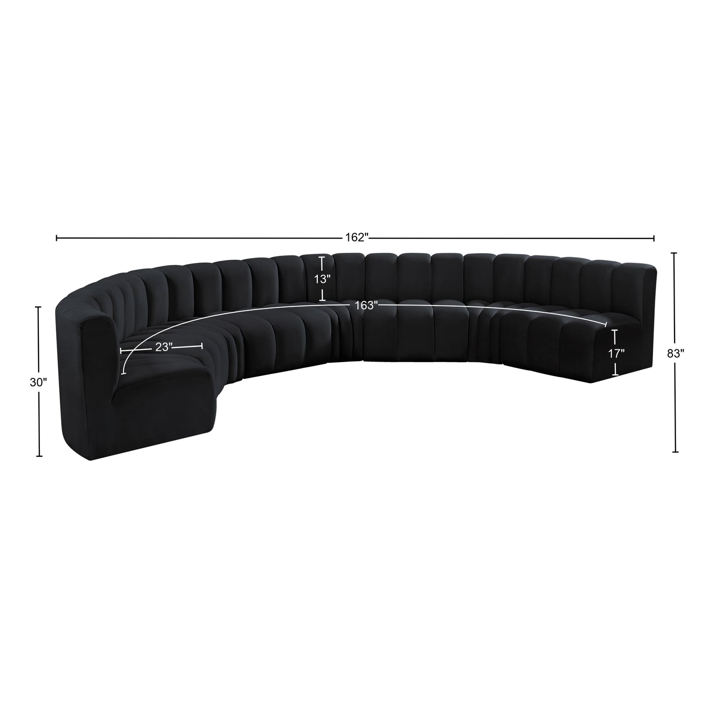 zara black velvet modular sofa s8b