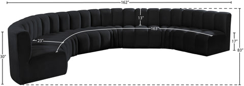 Briar Black 162 Velvet Upholstered Modular Sectional, 8-Piece