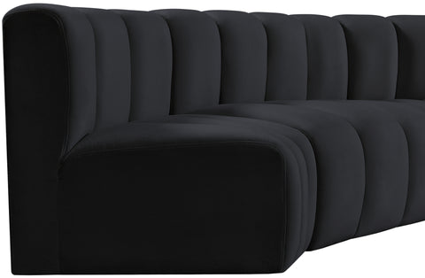 Briar Black 162 Velvet Upholstered Modular Sectional, 8-Piece