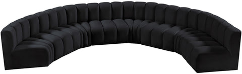 Briar Black 162 Velvet Upholstered Modular Sectional, 8-Piece
