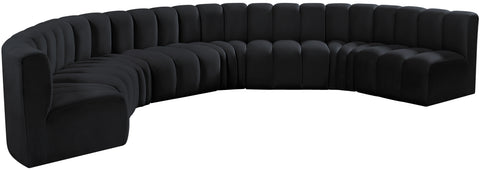 Briar Black 162 Velvet Upholstered Modular Sectional, 8-Piece