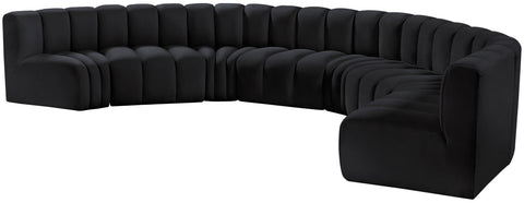 Briar Black 162 Velvet Upholstered Modular Sectional, 8-Piece