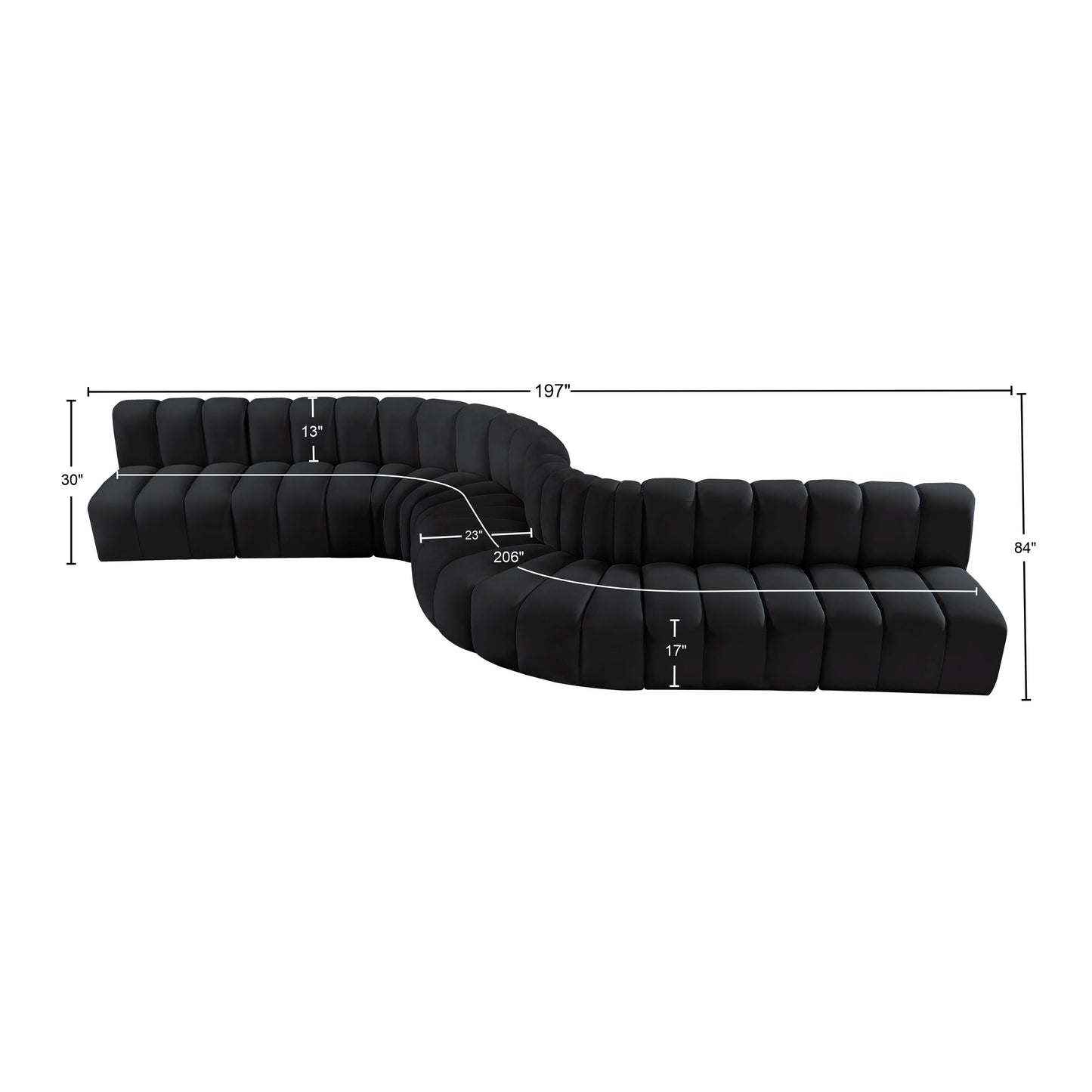 zara black velvet modular sofa s8c