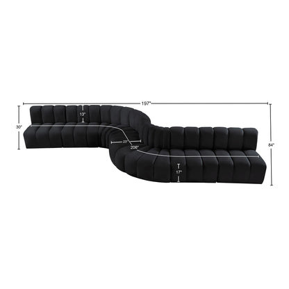 Zara Black Velvet Modular Sofa S8C