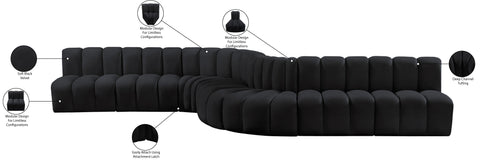 Briar Black 197 Velvet Upholstered Modular Sectional, 8-Piece