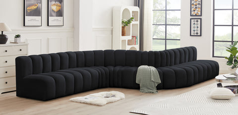 Briar Black 197 Velvet Upholstered Modular Sectional, 8-Piece