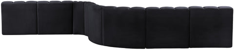 Briar Black 197 Velvet Upholstered Modular Sectional, 8-Piece