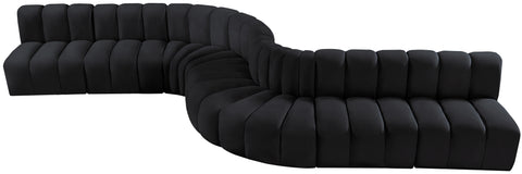 Briar Black 197 Velvet Upholstered Modular Sectional, 8-Piece