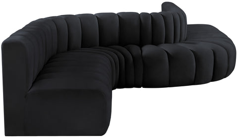 Briar Black 197 Velvet Upholstered Modular Sectional, 8-Piece
