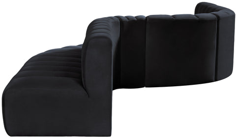 Briar Black 197 Velvet Upholstered Modular Sectional, 8-Piece