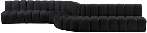 Briar Black 197 Velvet Upholstered Modular Sectional, 8-Piece