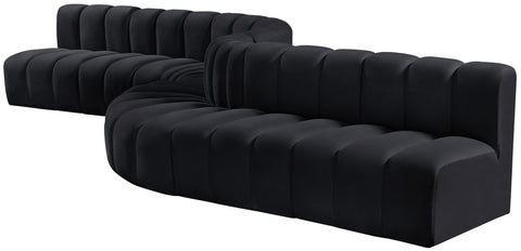 Briar Black 197 Velvet Upholstered Modular Sectional, 8-Piece