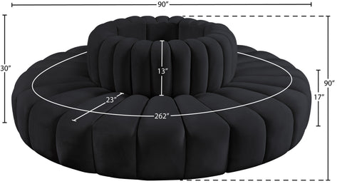 Briar Black 90 Velvet Upholstered Modular Sectional, 8-Piece
