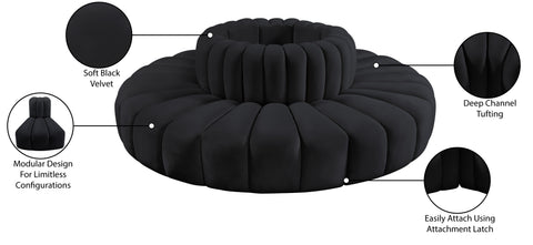 Briar Black 90 Velvet Upholstered Modular Sectional, 8-Piece