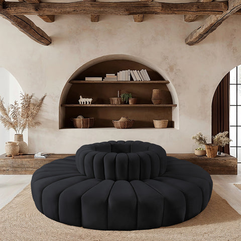 Briar Black 90 Velvet Upholstered Modular Sectional, 8-Piece