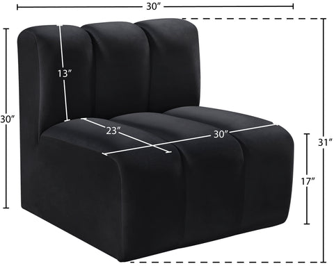 Briar Black Velvet Upholstered Modular Straight Chair, 1 Piece