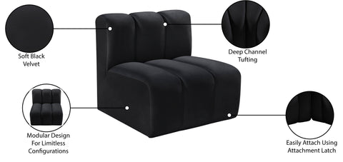 Briar Black Velvet Upholstered Modular Straight Chair, 1 Piece