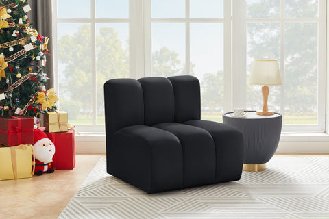Briar Black Velvet Upholstered Modular Straight Chair, 1 Piece
