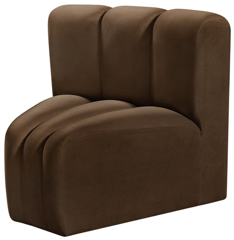 Briar Brown Velvet Upholstered Modular Curved Corner Chair, 1 Piece