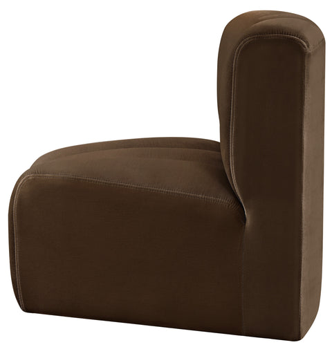 Briar Brown Velvet Upholstered Modular Curved Corner Chair, 1 Piece