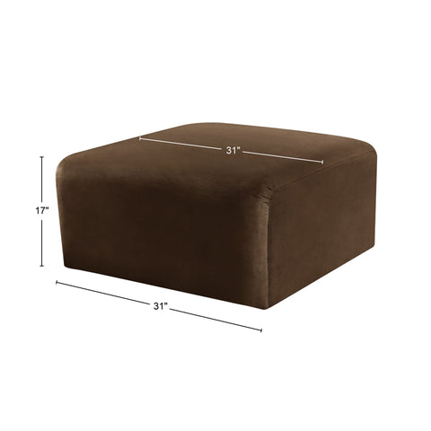 Briar Brown Velvet Upholstered Modular Ottoman, 1 Piece