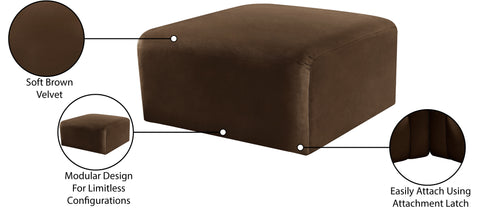 Briar Brown Velvet Upholstered Modular Ottoman, 1 Piece