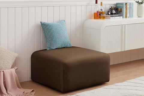 Briar Brown Velvet Upholstered Modular Ottoman, 1 Piece