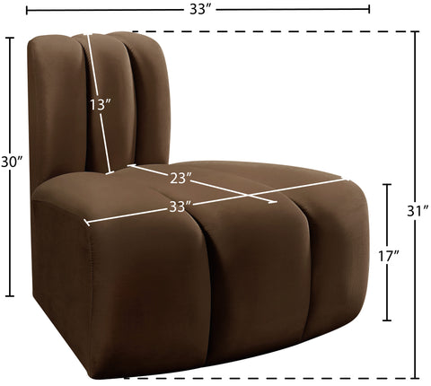 Briar Brown Velvet Upholstered Modular Reverse Corner Chair, 1 Piece