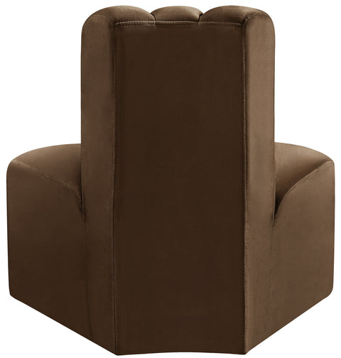 Briar Brown Velvet Upholstered Modular Reverse Corner Chair, 1 Piece