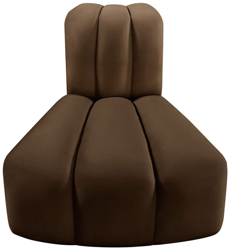 Briar Brown Velvet Upholstered Modular Reverse Corner Chair, 1 Piece