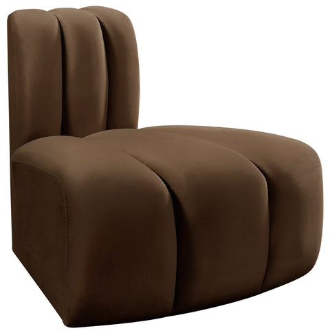 Briar Brown Velvet Upholstered Modular Reverse Corner Chair, 1 Piece