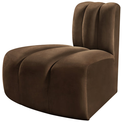 Briar Brown Velvet Upholstered Modular Reverse Corner Chair, 1 Piece