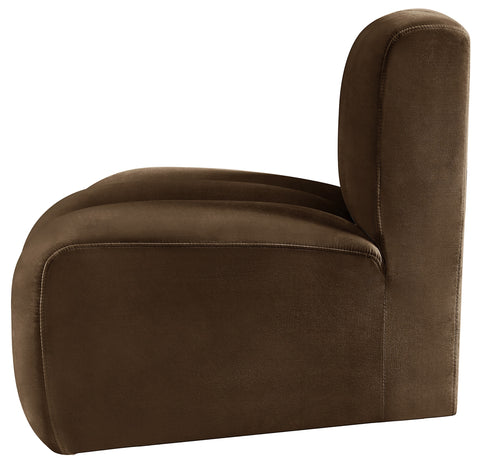 Briar Brown Velvet Upholstered Modular Reverse Corner Chair, 1 Piece