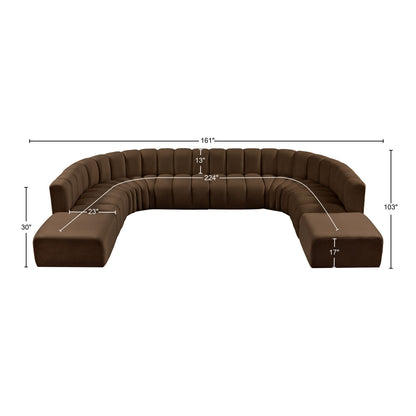 Zara Brown Velvet Modular Sofa S10A