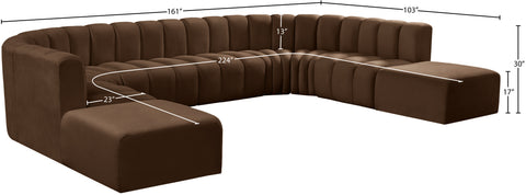 Briar Brown 161 Velvet Upholstered Modular Sectional, 10-Piece