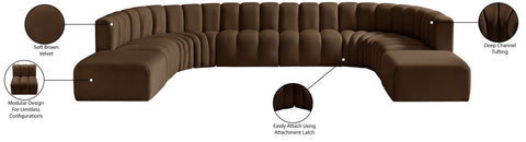 Briar Brown 161 Velvet Upholstered Modular Sectional, 10-Piece