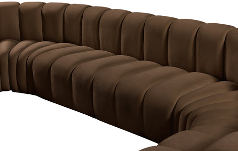 Briar Brown 161 Velvet Upholstered Modular Sectional, 10-Piece