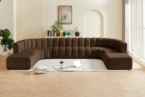 Briar Brown 161 Velvet Upholstered Modular Sectional, 10-Piece