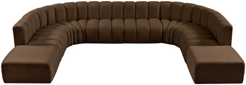 Briar Brown 161 Velvet Upholstered Modular Sectional, 10-Piece