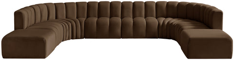 Briar Brown 161 Velvet Upholstered Modular Sectional, 10-Piece
