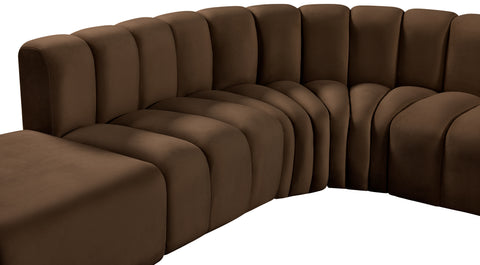 Briar Brown 161 Velvet Upholstered Modular Sectional, 10-Piece